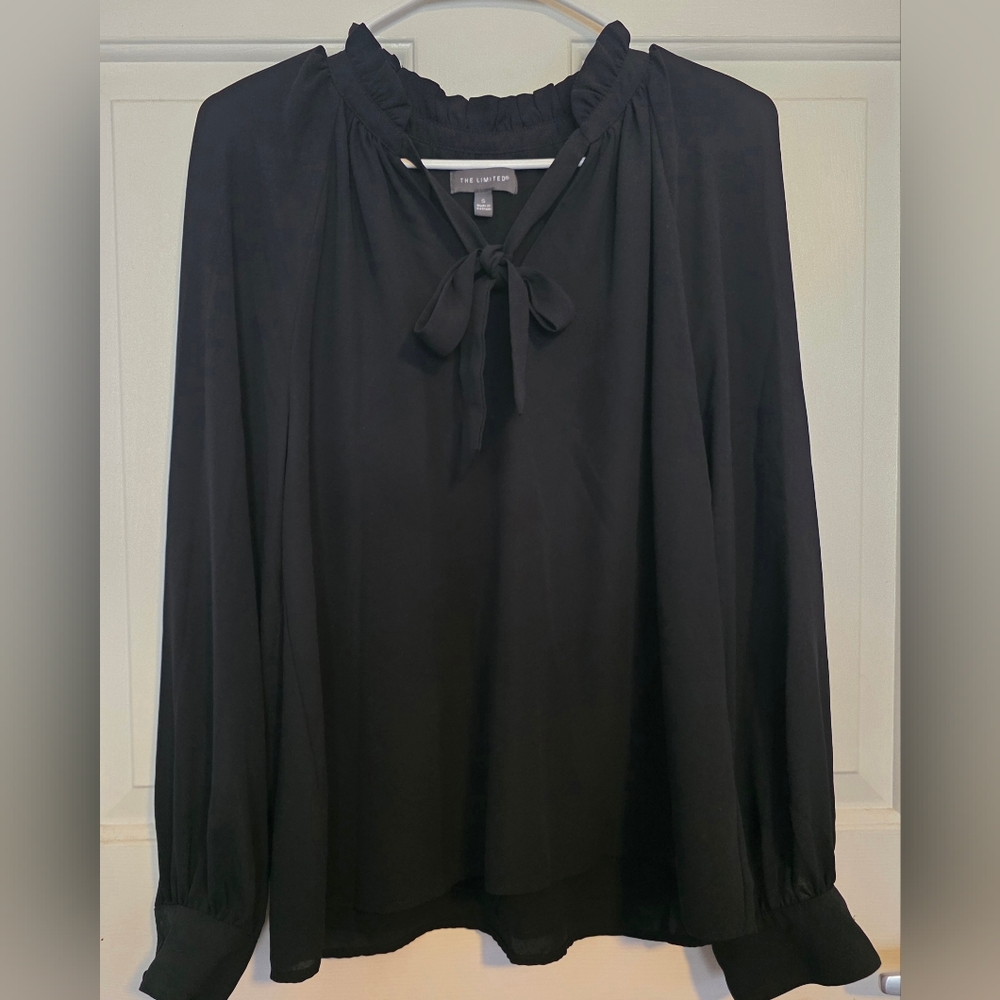 The Limited Black Tie-Neck Blouse